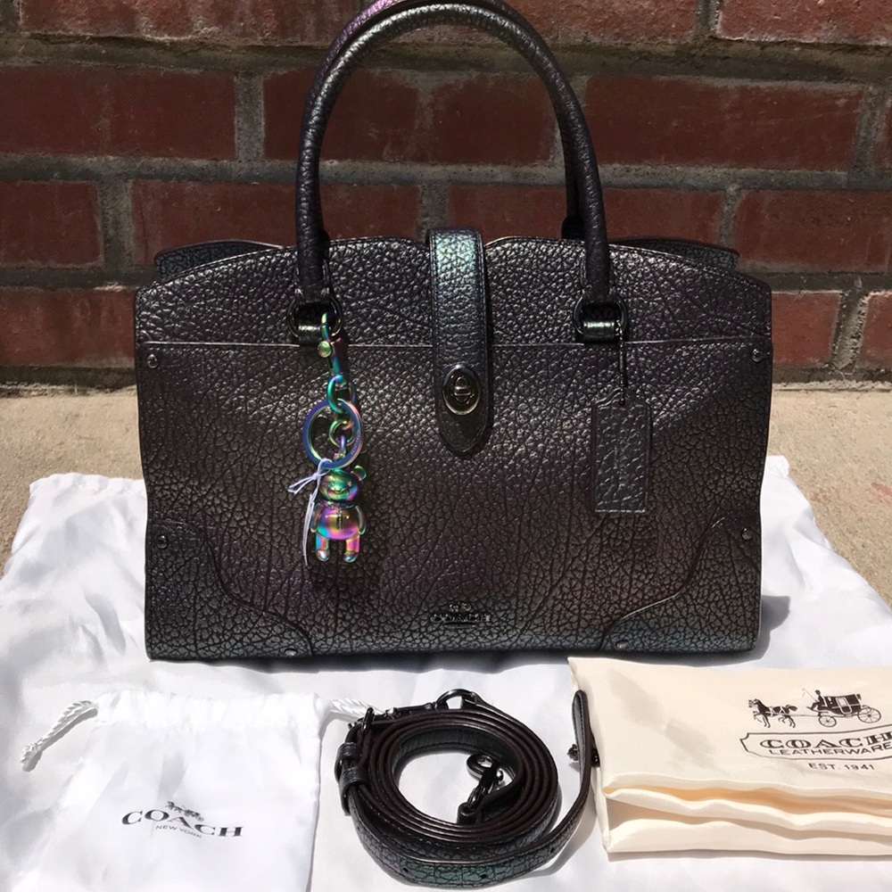 Coach Hologram 30 Mercer Satchel w/NWT Teddy Bear
